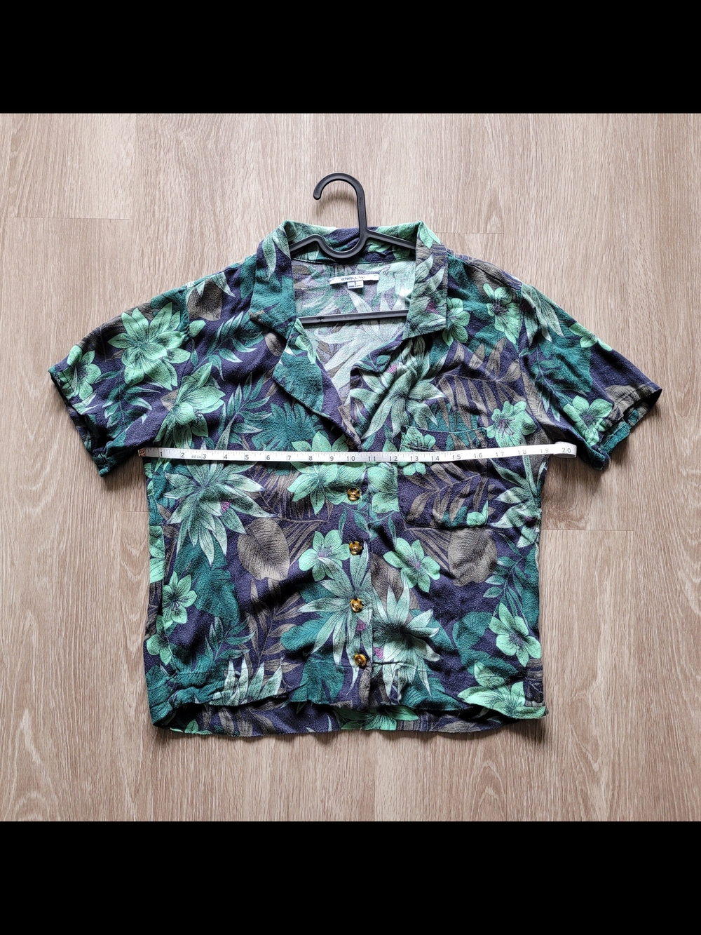 O'Neill Green & Navy Tropical Print Button Up Shirt